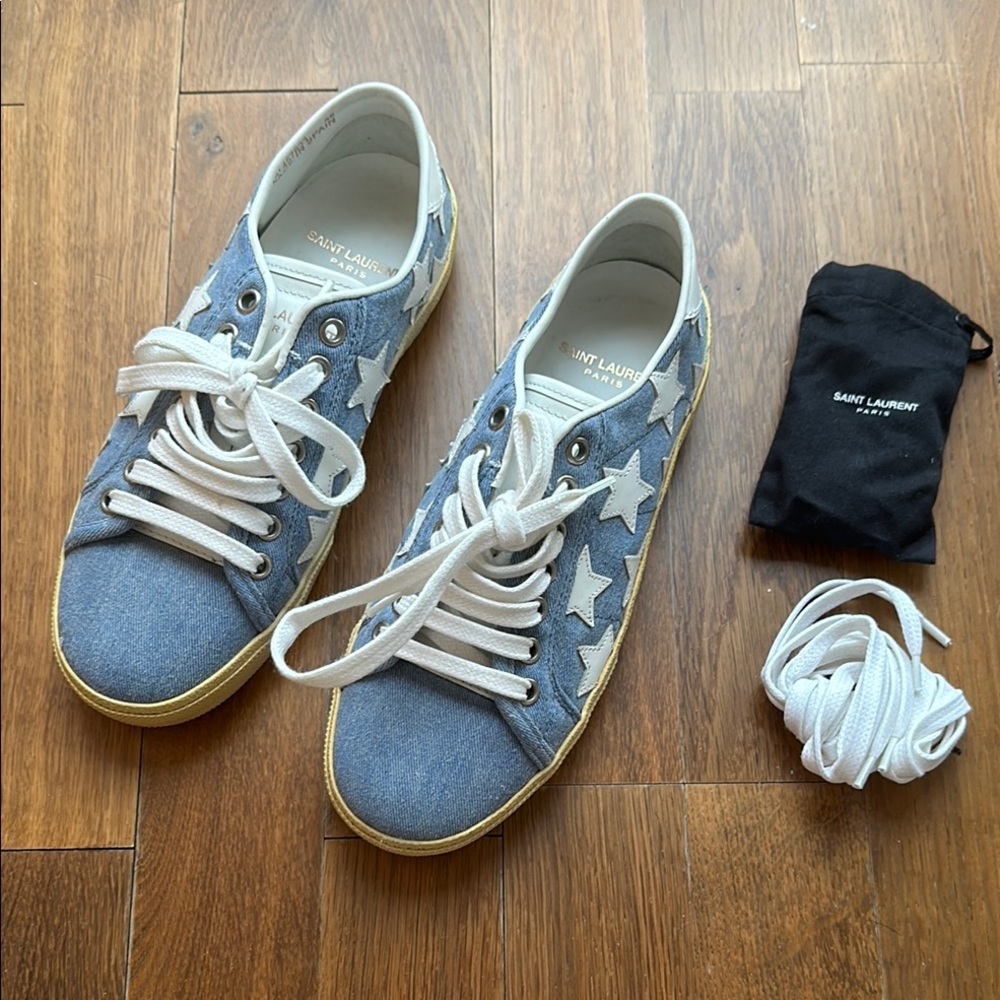Saint Laurent Denim Star Sneakers - Picture 1 of 7